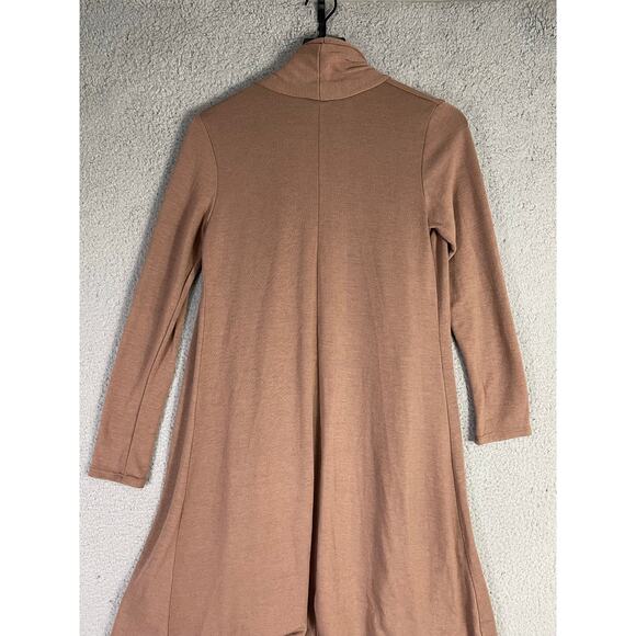 Rags & Couture Small Tan Drape Open Front Lightweight Knit Cardigan Sweater - Picture 5 of 8